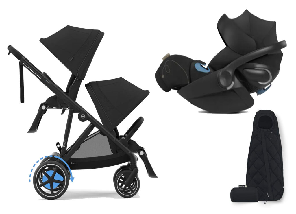 Cloud G Lux Comfort Extend SensorSafe Car Seat & Base, e-Gazelle S Stroller, Snogga Mini 2